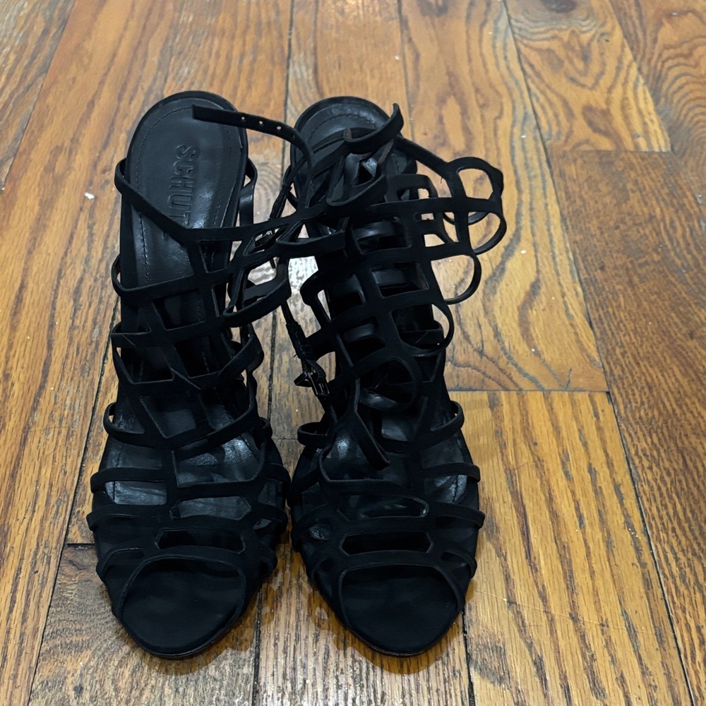 SCHUTZ Black Strappy Heels